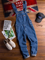 Carregue a imagem no visualizador da Galeria, 2023 Summer New Mens Bib Overalls Streetwear Denim Jumpsuits Moto Biker Jeans Trousers Male Striped Casual Long Pants Clothing  Amaijoin
