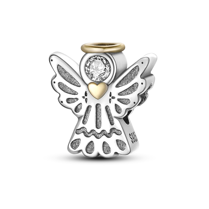 925 Sterling Silver My Angel Wings Heart Fashion Beads Fit Original Pandora Charms Bracelet Necklace Women Jewelry Anniversary  Amaijoin