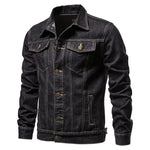 Load image into Gallery viewer, 2023 Spring Men Solid Lapel Denim Jackets Fashion Motorcycle Jeans Jackets Hommes Slim Fit Cotton Casual Black Blue Coats  Amaijoin
