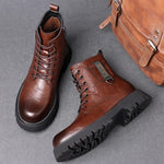 Carregue a imagem no visualizador da Galeria, Designer&#39;s New Men&#39;s Workwear Boots Handsome Motorcycle Boots Thick Sole Mountaineering Boots Men&#39;s Genuine Leather Short Boots  Amaijoin
