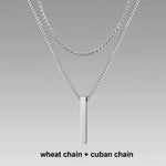 Carregue a imagem no visualizador da Galeria, Vnox 3D Vertical Bar Necklaces for Men, Layering Stainless Steel Geometric Pendant, Layered Wheat Rope Cuban Chain, Boy Collar  Amaijoin
