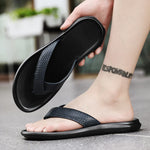 Carregue a imagem no visualizador da Galeria, Summer Outdoor Leather Non-slip Men&#39;s Flip Flops Leisure Sandals Men&#39;s Hollow Out Walking Shoes Lightweight Beach Men Slippers  Amaijoin
