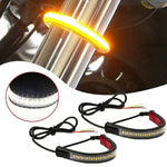 Carregue a imagem no visualizador da Galeria, 1Pc 12V LED Motorcycle Turn Signal Light &amp; DRL Amber White Moto Flasher Ring Fork Strip Lamp Flashing blinker Universal  Amaijoin
