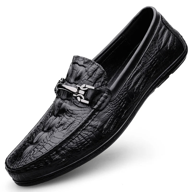 Genuine Leather Men Casual Shoes Luxury Brand New Mens Loafers Moccasins Breathable Slip on Black Driving Shoes Plus Size 37-45  Amaijoin