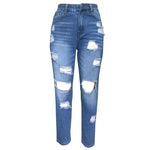 Carregue a imagem no visualizador da Galeria, Women&#39;s Nine-point Ripped Jeans With Elastic Waist, Loose Mid-high Waist, Versatile Spring And Summer Thin Style  Amaijoin
