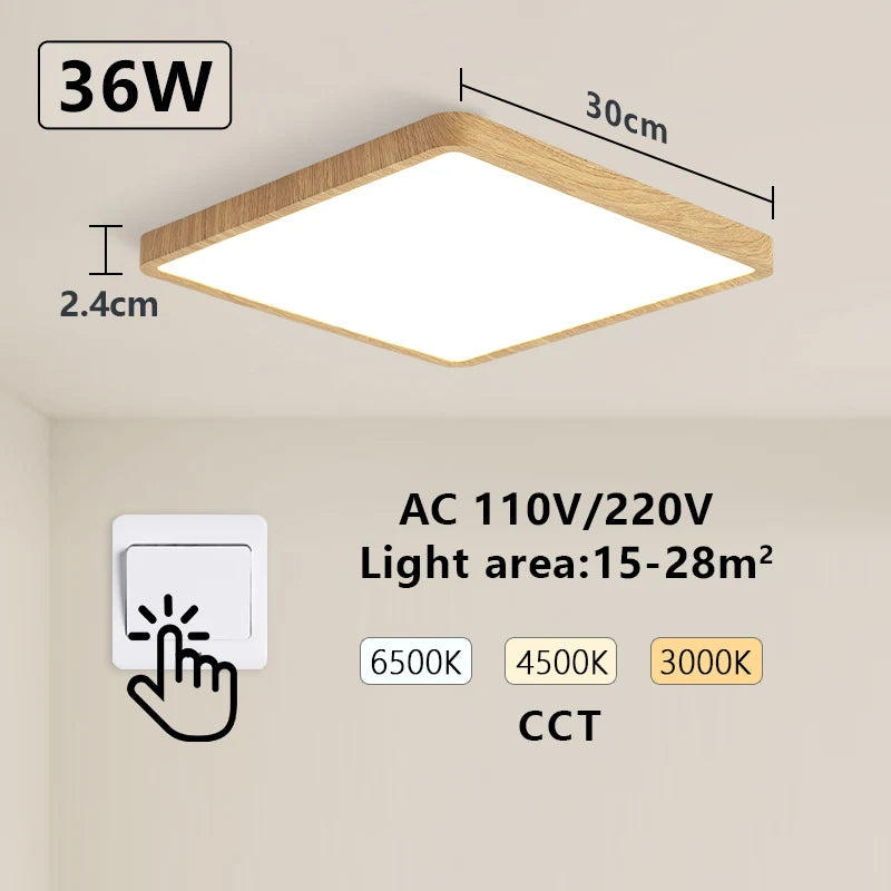 MARPOU Smart LED Ceiling Lamp Wood Grain App Voice Control Alexa/Google Remote Control Square Ceiling Lights Living Room CCT  Amaijoin