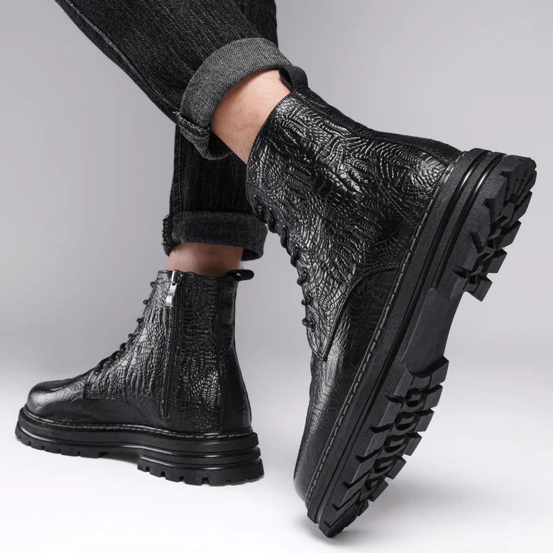 2023 Men's Luxury Casual Wedding Party Dress with Crocodile Ankle Closure, Non Slip,Durable, Comfortable Versatile Chelsea Boots  Amaijoin