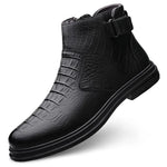 Load image into Gallery viewer, Genuine Leather Men&#39;s Motorcycle Boots 2023 Hot Sale Side Zipper Ankle Boots for Men High Quality All-match Low Top Men&#39;s Shoes  Amaijoin
