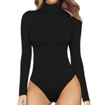 Carregue a imagem no visualizador da Galeria, Women Fleece Turtleneck Bodysuit Solid Color Long Sleeve Sheath Rompers Streetwear Outfits Jumpsuit Basic Overalls Top  Amaijoin
