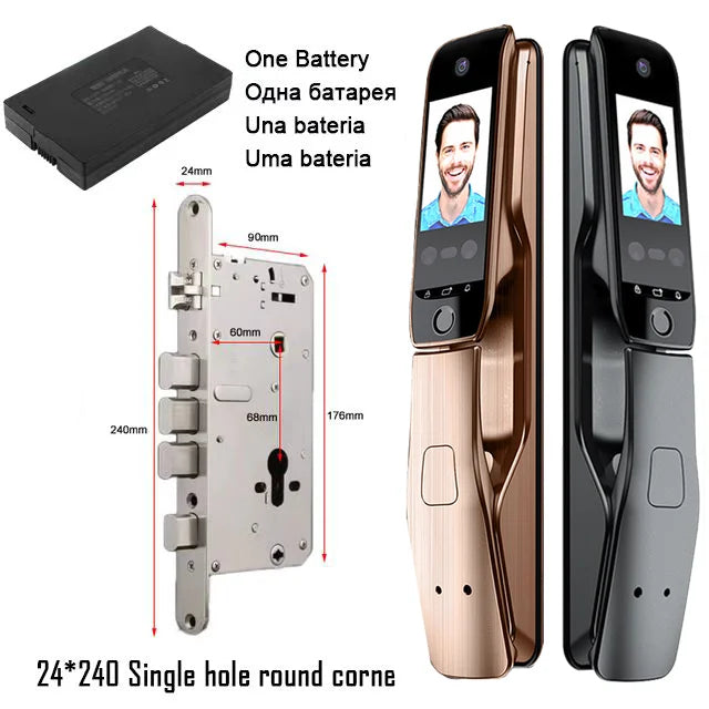 WiFi Tuya APP Voice Intercom Digital Door Lock  High Quanlity 3D Face Recognition Smart Door Lock With Camera  Amaijoin