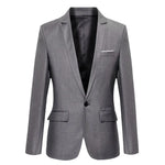 Carregue a imagem no visualizador da Galeria, Men Blazer Business Casual Single Breasted Flap Pockets Blazer Solid Color Suit Jacket Work Clothes Slim Fit Office Blazer Suit  Amaijoin
