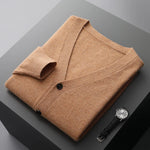 Carregue a imagem no visualizador da Galeria, 100% merino wool men&#39;s cardigan cashmere sweater autumn and winter new knitted coat solid color long sleeve high quality coat  Amaijoin
