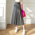 Load image into Gallery viewer, Gray Fashion High Waist A-line Pleated Skirt Women Long Skirts Office Lady Elegant Suit Skirt 2023 New Spring Summer Midi Skirts  Amaijoin
