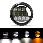 Carregue a imagem no visualizador da Galeria, 7&quot; Round LED Headlight Cafe Racer for Yamaha Harley Road King Jeep Wrangler Jk Halo Angel Eyes 7 Inch Motorcycle LED Headlight  Amaijoin
