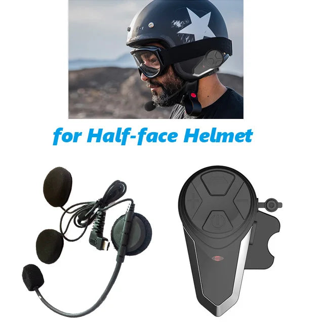 BT-S3NS Motorcycle Helmet Bluetooth-Compatible Headset Intercom Communication Interphone MP3 GPS Waterproof Intercomunicador  Amaijoin