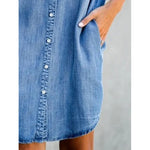 Carregue a imagem no visualizador da Galeria, Summer New Single Breasted Denim Shirt Dress Women&#39;s Casual Loose Pocket Simple Retro Commuter Female Office Denim Short Skirt  Amaijoin
