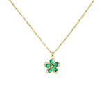 Carregue a imagem no visualizador da Galeria, DIEYURO 316L Stainless Steel Green Zircon Flowers Pendant Necklace For Women New Luxury Girls Lucky Chain Birthday Jewelry Gifts  Amaijoin
