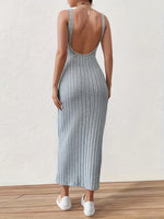 Carregue a imagem no visualizador da Galeria, Solid Backless Tank Dress，Summer new sexy backless mid-length knitted sleeveless dress  Amaijoin
