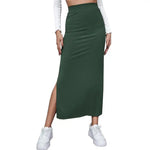 Carregue a imagem no visualizador da Galeria, Women Long Skirts High Waist Bodycon Skirt Women Solid Split Pink Skirt Autumn Winter Streetwear Straight Black Midi Skirt  Amaijoin
