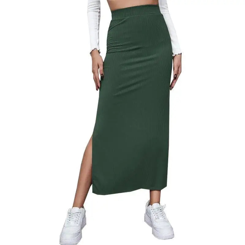 Women Long Skirts High Waist Bodycon Skirt Women Solid Split Pink Skirt Autumn Winter Streetwear Straight Black Midi Skirt  Amaijoin