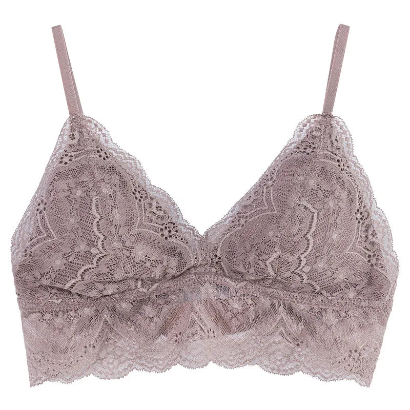 BirdTree, Lining 100%Real Silk Sexy Bra, Women Wire Free Lace, Breathable French Girl Underwear, 2024 Spring Summer P43057QC  Amaijoin