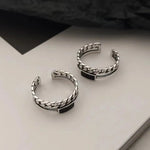 Carregue a imagem no visualizador da Galeria, Retro Braided Chain Ring Men Jewelry Fashion Personality Open Ring S925 Double Layer Black Glue Twists Index Finger Accessories  Amaijoin
