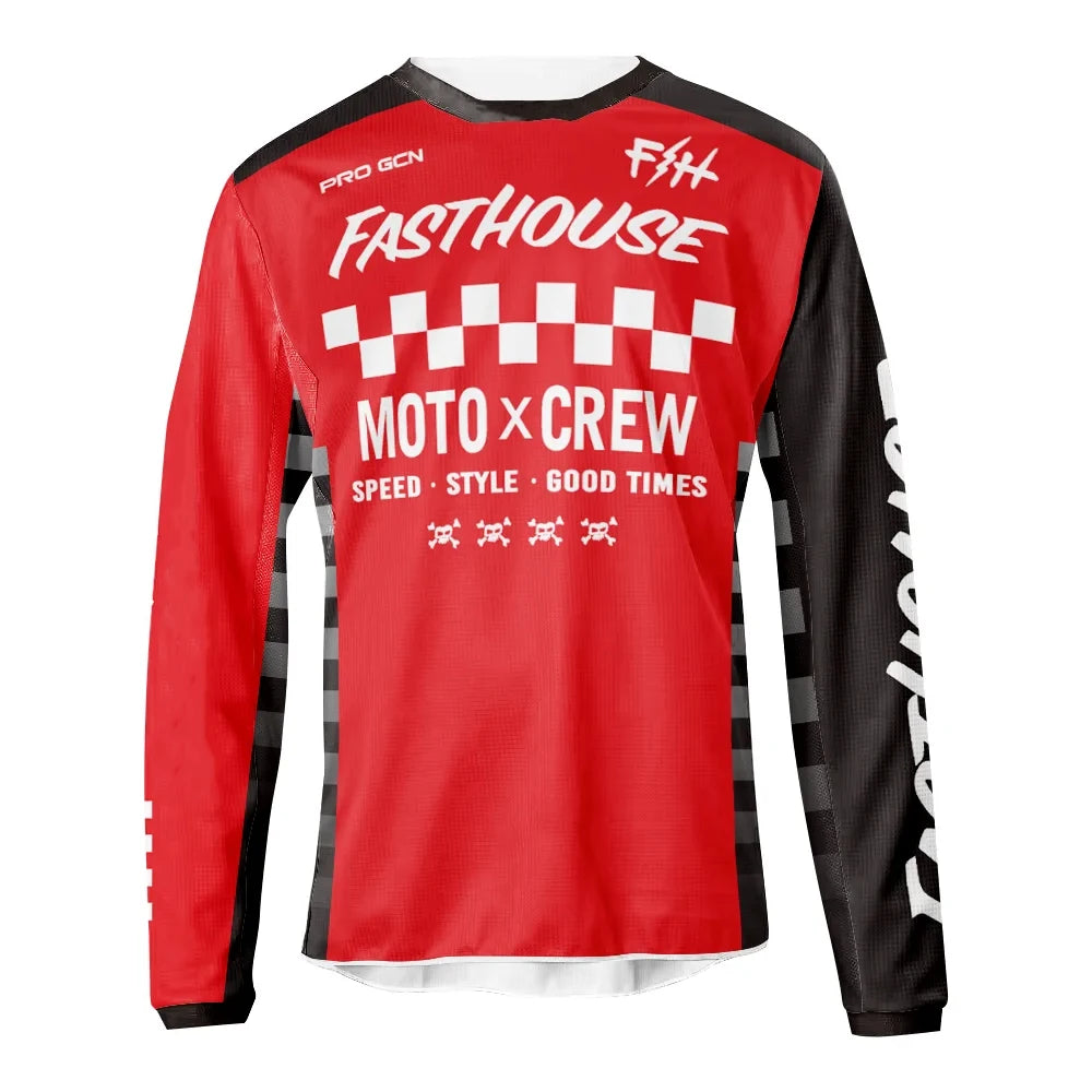 Fasthouse Summer MTB Road Motocross Shirt Men Breathable Mountain Bike Mtb Long Sleeve Racing  Quick-drying Cycling Jersey  Amaijoin