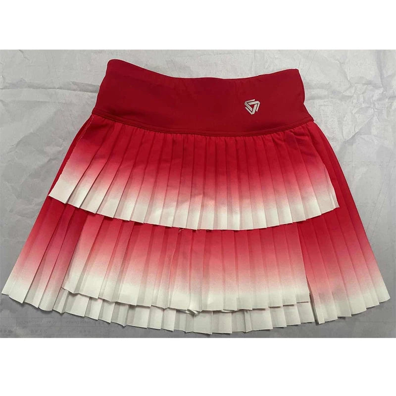 Women Gradient Double Layer Pleated Skirt Sports Golf Tennis Skirts Gym Fitness Running Yoga Soft Short Athletic Workout Skort  Amaijoin