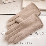 Carregue a imagem no visualizador da Galeria, Women Autumn Winter Cashmere Wool Knit Plush Thick Warm Glove Outdoor Sports Embroidered Touch Screen Cycling Driving Mitten K42  Amaijoin
