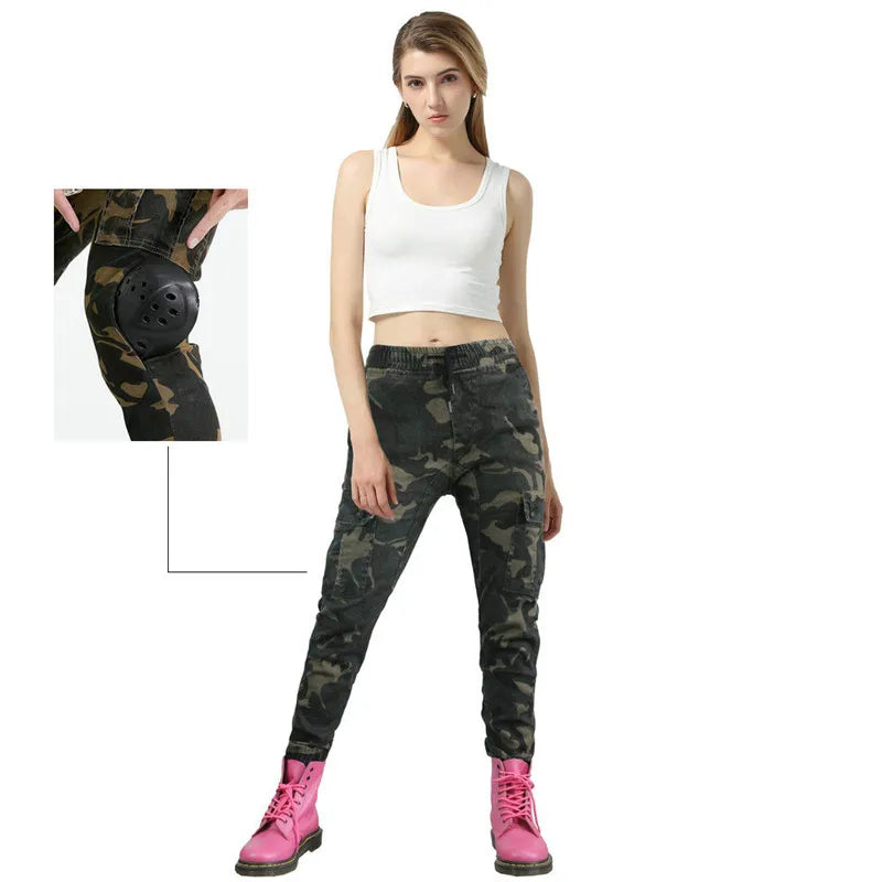 Slim Fit Motorcycle Pants Pantalon Moto Jeans Woman Boyfriends Motorcycle Leisure Women's Jeans Riding High Waist Jeans Gears  Amaijoin