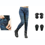 Carregue a imagem no visualizador da Galeria, Motorcycle Pants Pantalon Moto Green Moto Jeans Woman Boyfriends Motorcycle Leisure Women&#39;s Jeans Blue Riding High Waist Jeans  Amaijoin
