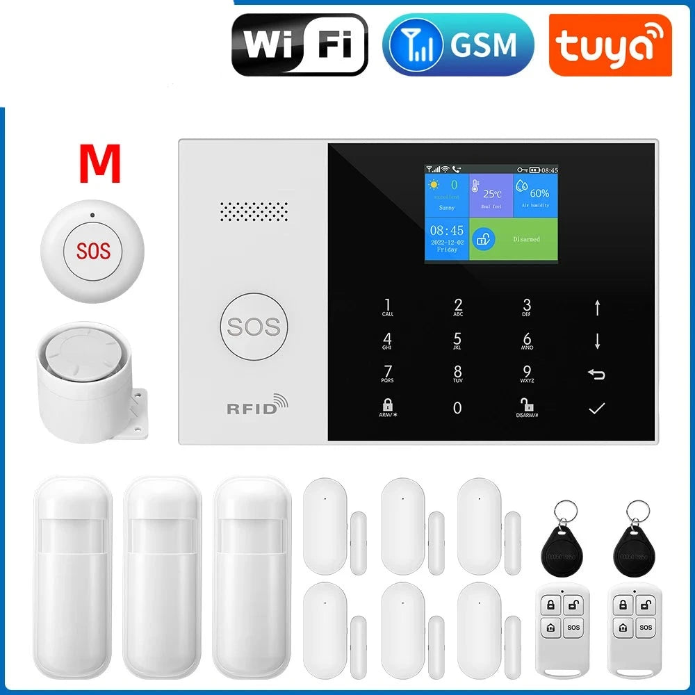 PGST Residential Tuya Smart Gsm Wifi Alarm System for Home Wireless Security Alarm House Smart Life App Control work with ALexa  Amaijoin