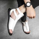 Carregue a imagem no visualizador da Galeria, Luxury Brand White Roman Sandals Summer 2023 New Beach Shoes Men&#39;s New Casual Sandals Men&#39;s Outdoor Comfortable Zippered Sandals  Amaijoin
