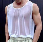 Carregue a imagem no visualizador da Galeria, Men&#39;s Tank Tops Solid Color Transparent O-neck Sleeveless Summer Male Vests Sexy Streetwear 2024 Fashion Men Clothing INCERUN  Amaijoin
