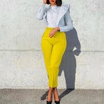 Load image into Gallery viewer, Work Pants for Women Office Elegant High Waisted Straight Ankle Length Fashion Formal African Business Trousers Pants Clothes OL  Amaijoin
