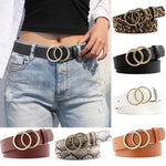 Carregue a imagem no visualizador da Galeria, Double Ring Belts for Women Girls Fashion Leopard Waist Belt PU Metal Pin Buckle Belt Leisure Dress Jeans Wild Waistband  Amaijoin
