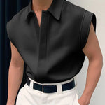 Carregue a imagem no visualizador da Galeria, INCERUN Men Shirt Solid Color Lapel Sleeveless Korean Style Fashion Men Clothing Streetwear Summer 2024 Casual Male Shirts S-5XL  Amaijoin
