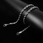 Carregue a imagem no visualizador da Galeria, eManco 2/3/4/5MM Rope Chain Necklace Silver Color Chains Stainless Steel Never Fade Waterproof Choker Men Women Jewelry  Amaijoin
