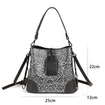 Carregue a imagem no visualizador da Galeria, MOTAORA Retro Embossed Genuine Leather Women Shoulder Bucket Bag Luxury Cowhide Handbag Female New Large Capacity Crossbody Bags  Amaijoin
