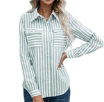 Carregue a imagem no visualizador da Galeria, Women&#39;s Spring/Summer 2024 New Striped Single Breasted Long Sleeve Shirt Women Elegant and Youth Woman Stylish Blouse  Amaijoin
