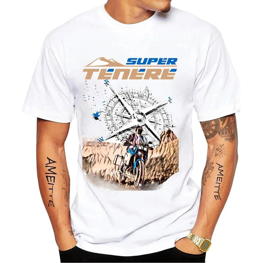 Super Tenere XTZ 750 1994 Old Classic Riding Tshirts Summer Men Short Sleeve Motorcycle Rider T-Shirt Hip Hop Boy Casual Tees  Amaijoin