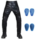 Load image into Gallery viewer, NEW Motorcycle Riding Jeans Motocross Racing Pants PU Leather Biker Trousers Waterproof Windproof Men With 4X CE Knee Hip Pad  Amaijoin
