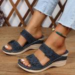 Carregue a imagem no visualizador da Galeria, Summer Women Slippers Plus Size Women&#39;s Shoes Retro Roman Sandals Women Pu Casual Flower Wedge Sandals Platform Slippers Heel  Amaijoin
