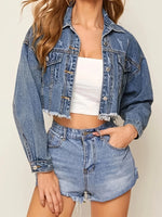 Carregue a imagem no visualizador da Galeria, European and American cross-border denim jacket trend street personality casual style short top denim jacket for women  Amaijoin
