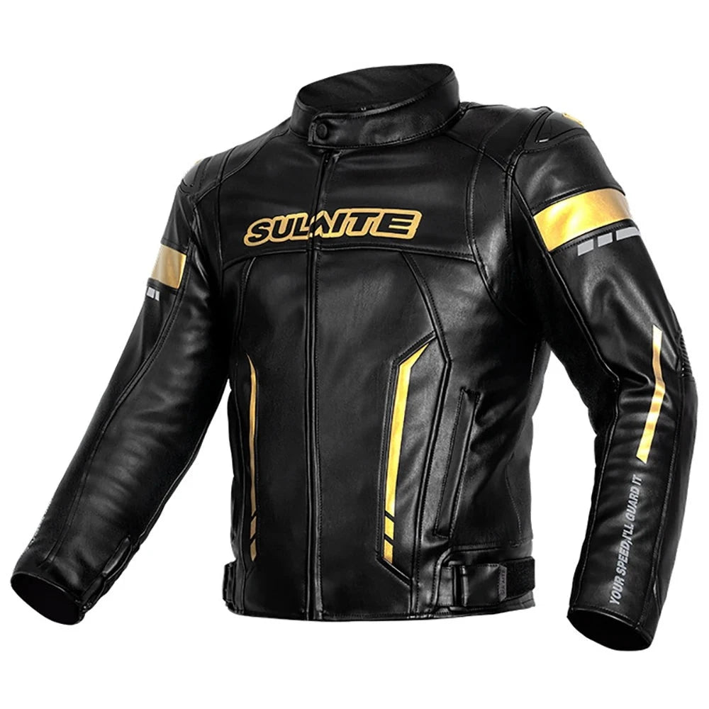 SULAITE Winter Motorcycle Jackets The Four Seasons Warm Leather Clothing Waterproof Motocross Jaquete Detachable Cotton Liner  Amaijoin