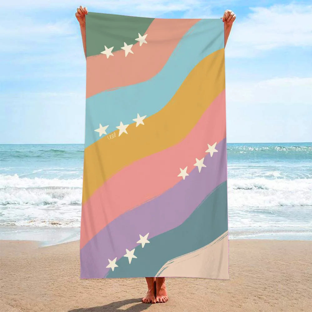 Microfiber Beach Towel Rainbow Striped Pool Towels Quick Dry Towel Summer Beach Towels Swimming Towel for Adults Kids  Amaijoin