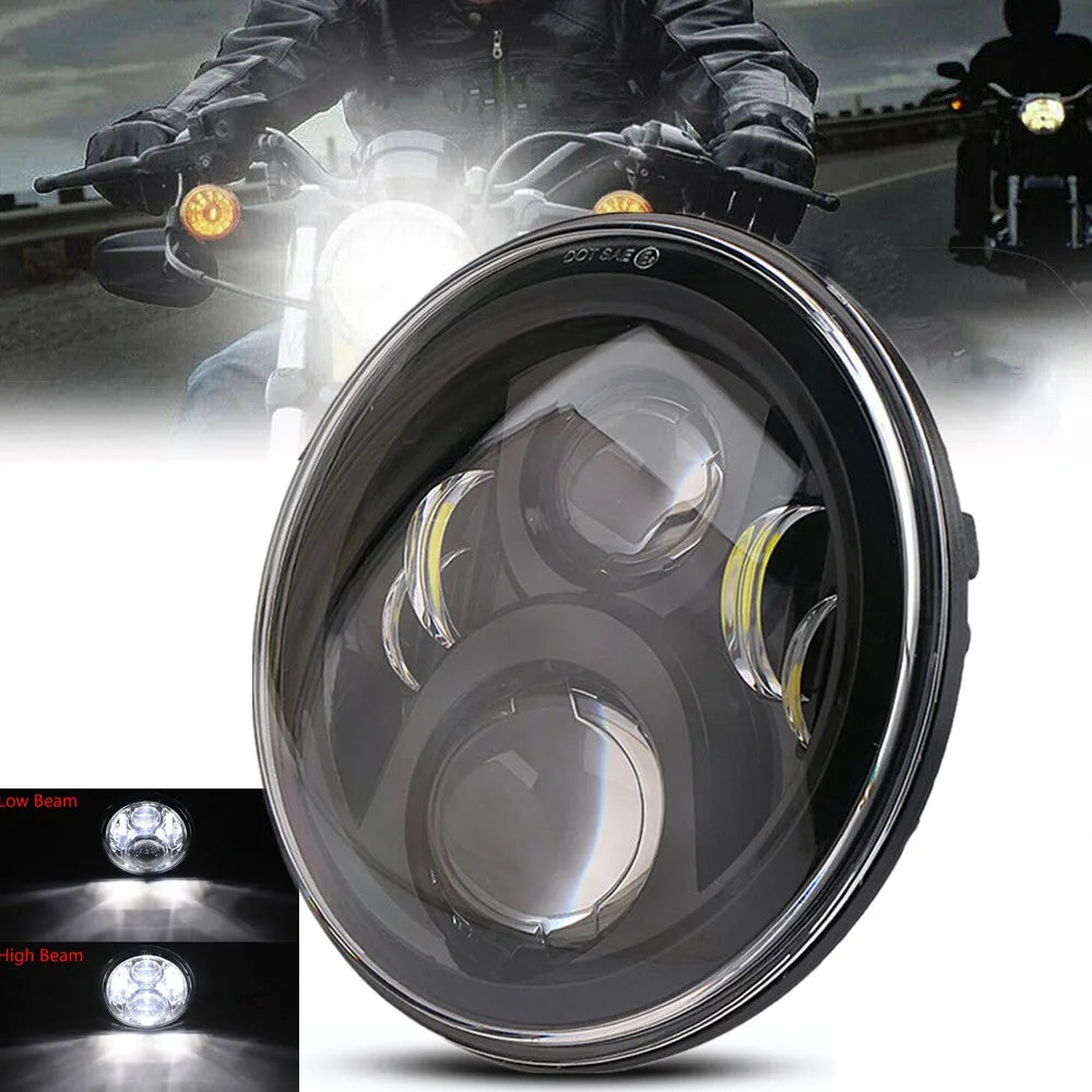 7Inch Motorcycle Led Headlight For Street Glide Softail FatBoy Cafe Racer Chopper Honda Universal Modified 7Inch Round Headlamp  Amaijoin