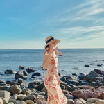 Load image into Gallery viewer, Hepburn bow ribbon sun hat women&#39;s straw hat Bucket hat color sunscreen sun hat beach hat wholesale  Amaijoin
