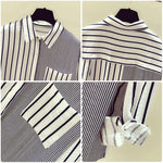 Carregue a imagem no visualizador da Galeria, 2024 Korean Loose Casual Women&#39;s Shirt Summer Thin Trendy Striped Patchwork Pocket Office Lady Shirt Sweet Women&#39;s Top Blouses  Amaijoin
