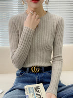 Carregue a imagem no visualizador da Galeria, Fashion Ribbed Women Sweater Knitted Soft Pullovers Jumpers Basic Solid Soft Long Sleeve Sweaters For Women Autumn Winter Tops  Amaijoin
